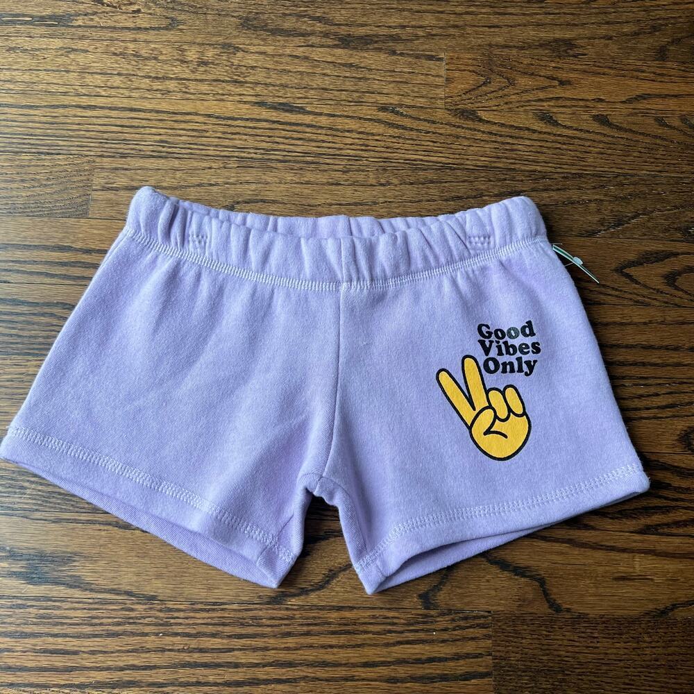 Vintage Havana Burnout Good Vibes Only Light Purple Adjustable Waist Shorts  10